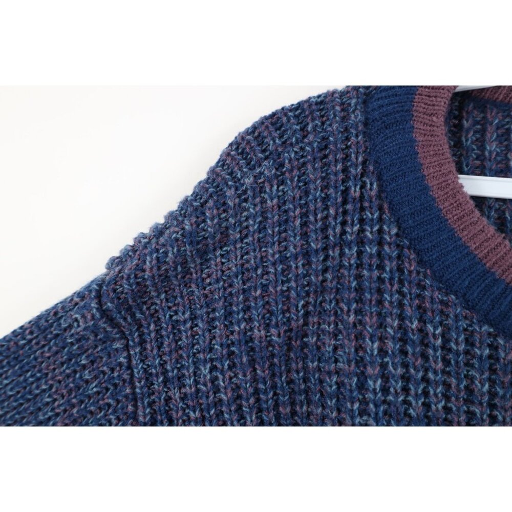 Vintage 90s Streetwear Mens Large Blank Chunky Ribbed Knit Crewneck Sweater - Picture 4 of 10